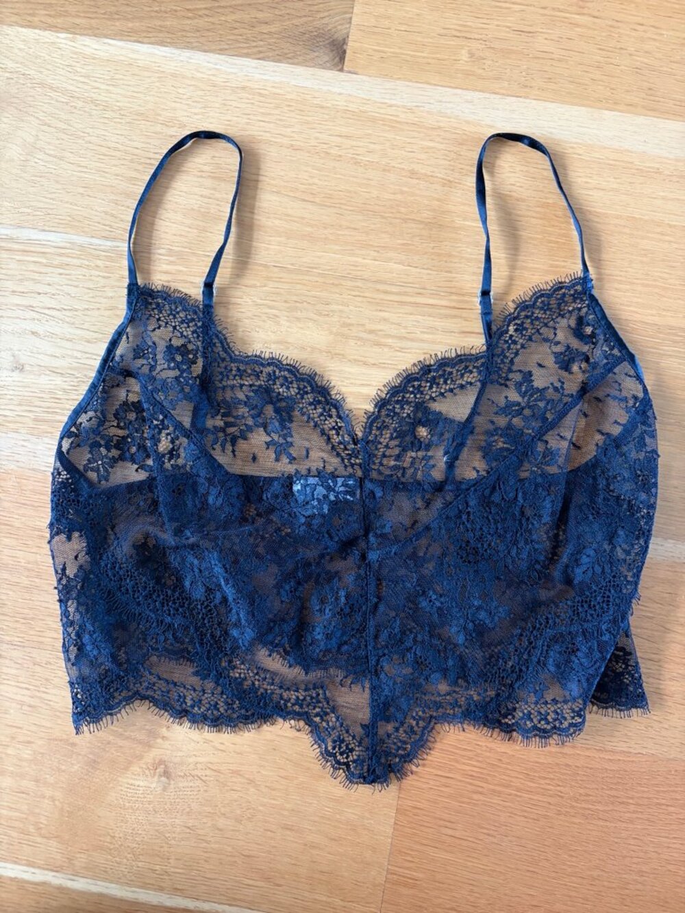 Fleur du Mal Frankie Lace Crop Top Black XS Retail $168